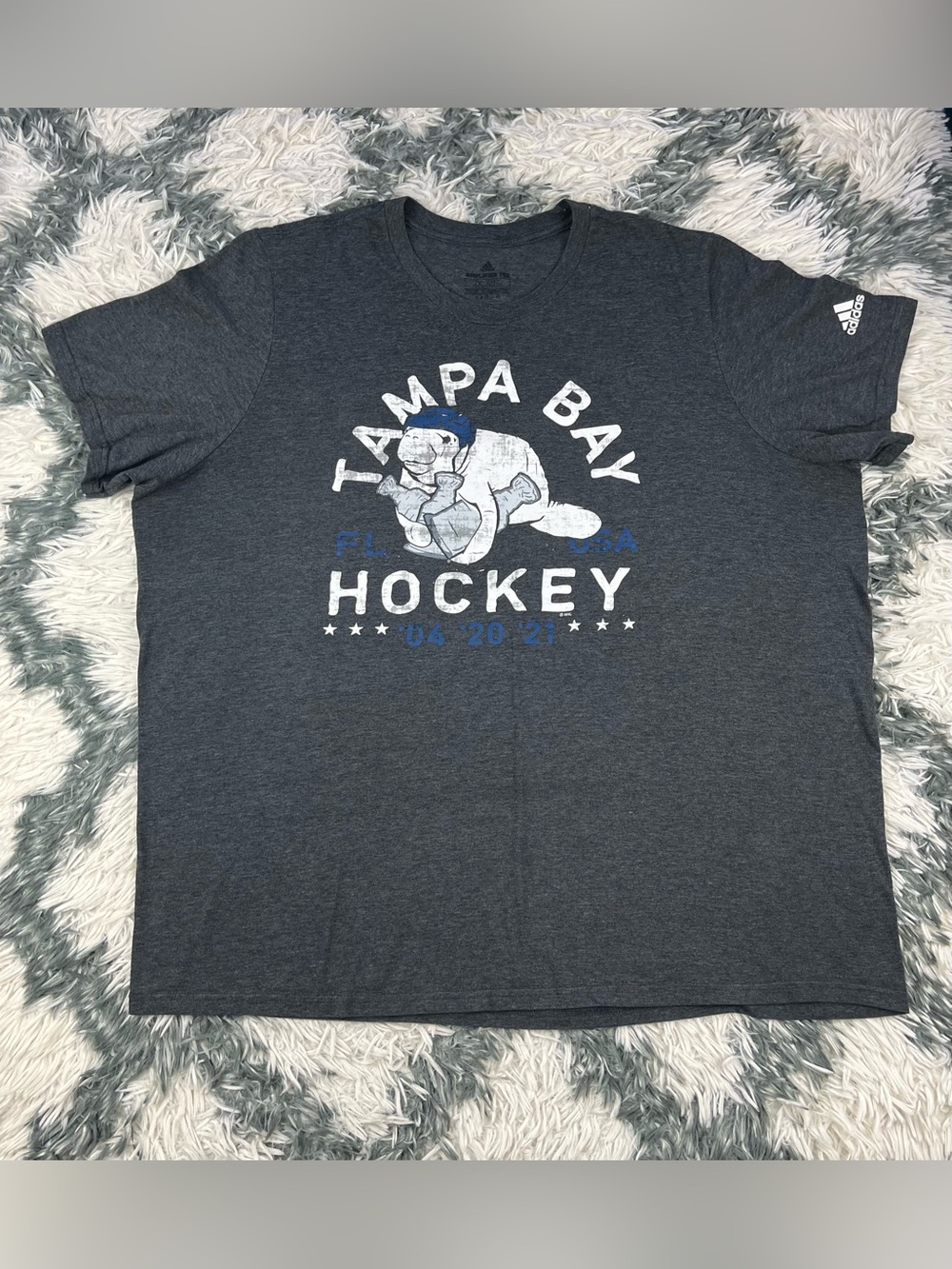Adidas Men's Gray Tampa Bay Lightning Manatee Tee Size 2XL